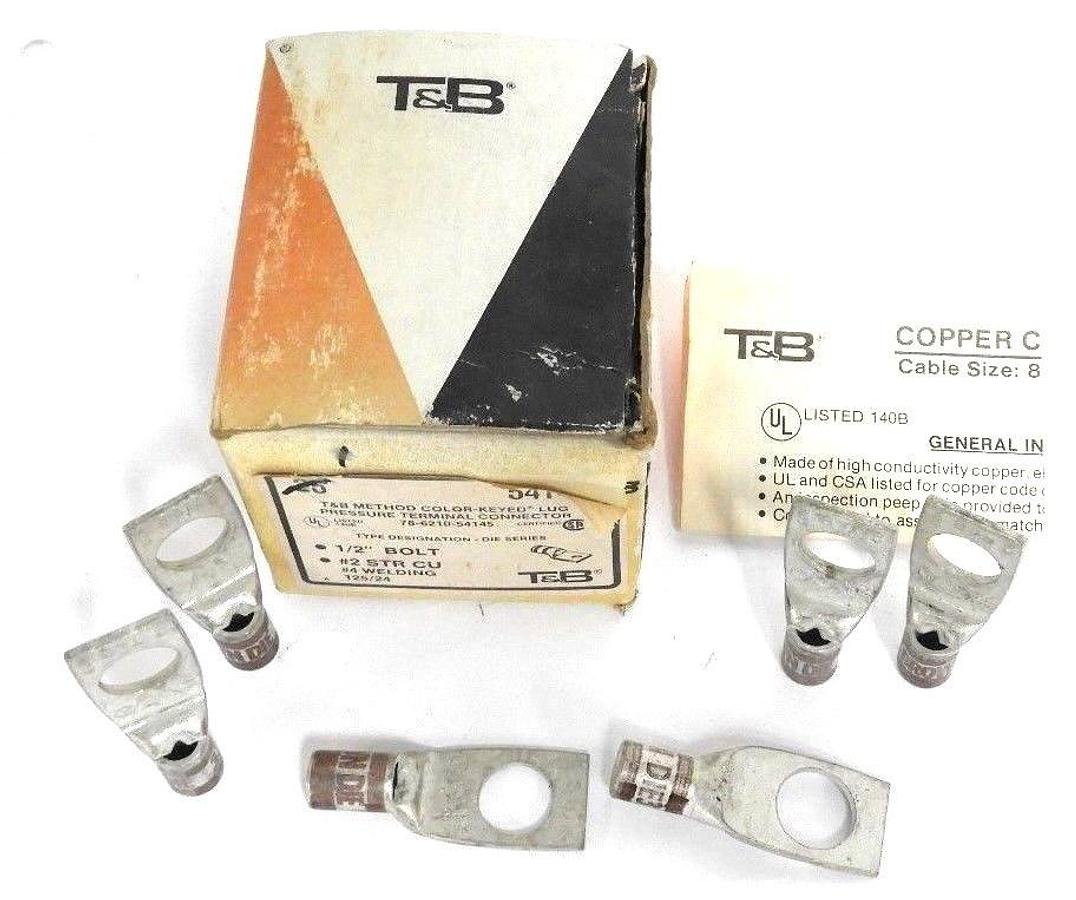 Used LOT OF 6 NIB THOMAS & BETTS 54145 BROWN TERMINAL LUG CONNECTORS 1/2" BOLT
