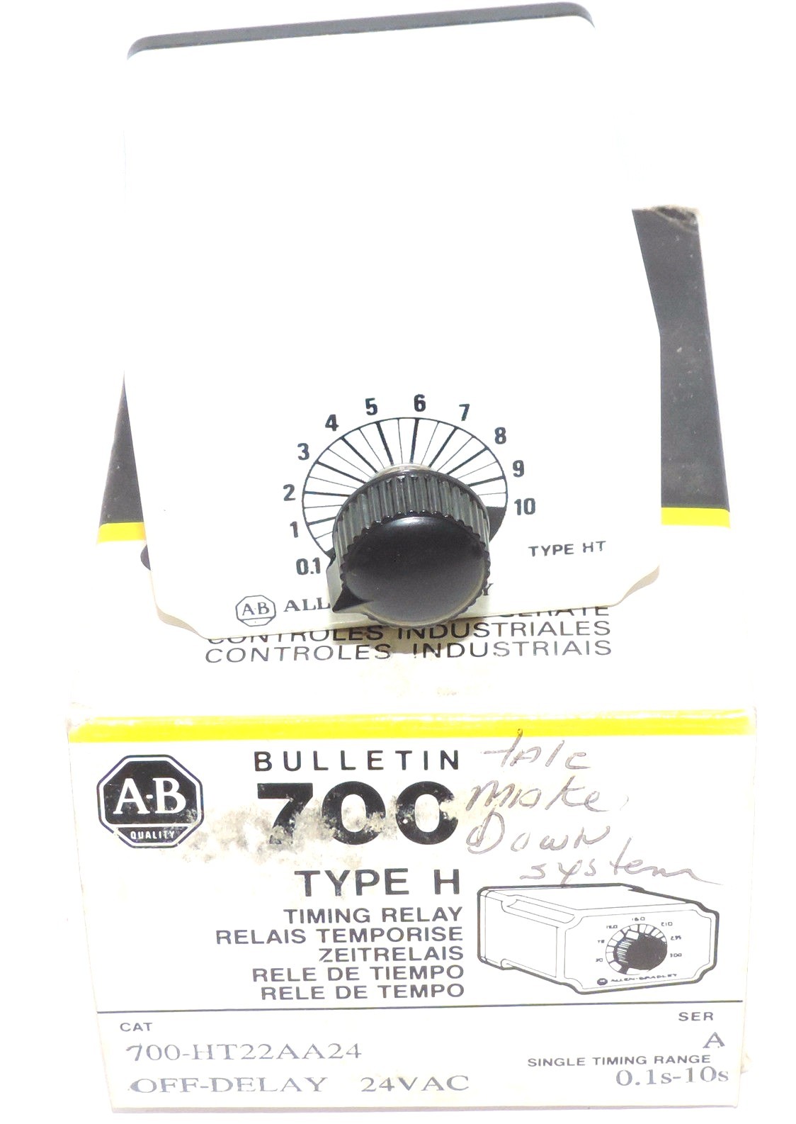 NIB ALLEN BRADLEY 700-HT22AA24 TYPE H TIMING RELAY RANGE: 0.1S-10S SER. A