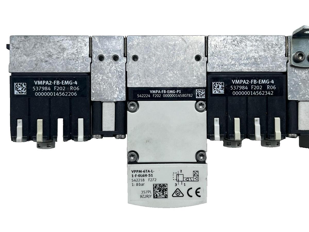 Used FESTO ASSEMBLY: MPA-S Manifold 2x VPPM-6TA Valves 3x VMPA2 Solenoids 7/8" Supply