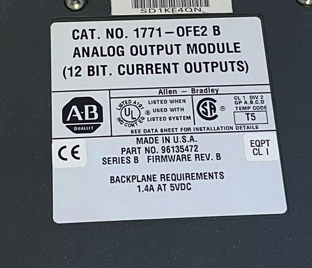 Used 2 ALLEN BRADLEY 1771-OFE2 /B PLC-5 ANALOG OUTPUT MODULES 4-PT 5VDC USNP
