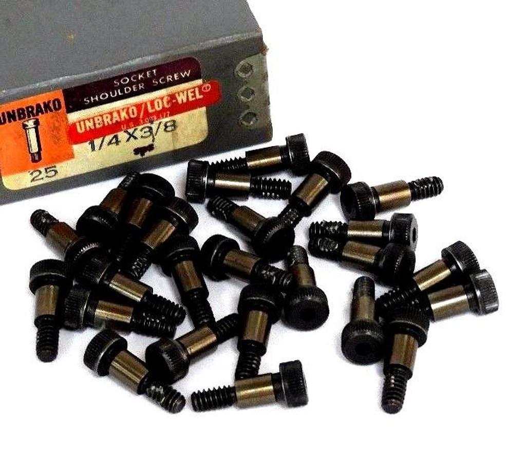 Used BOX OF 25 NEW UNBRAKO 1/4X3/8 SOCKET SHOULDER SCREWS