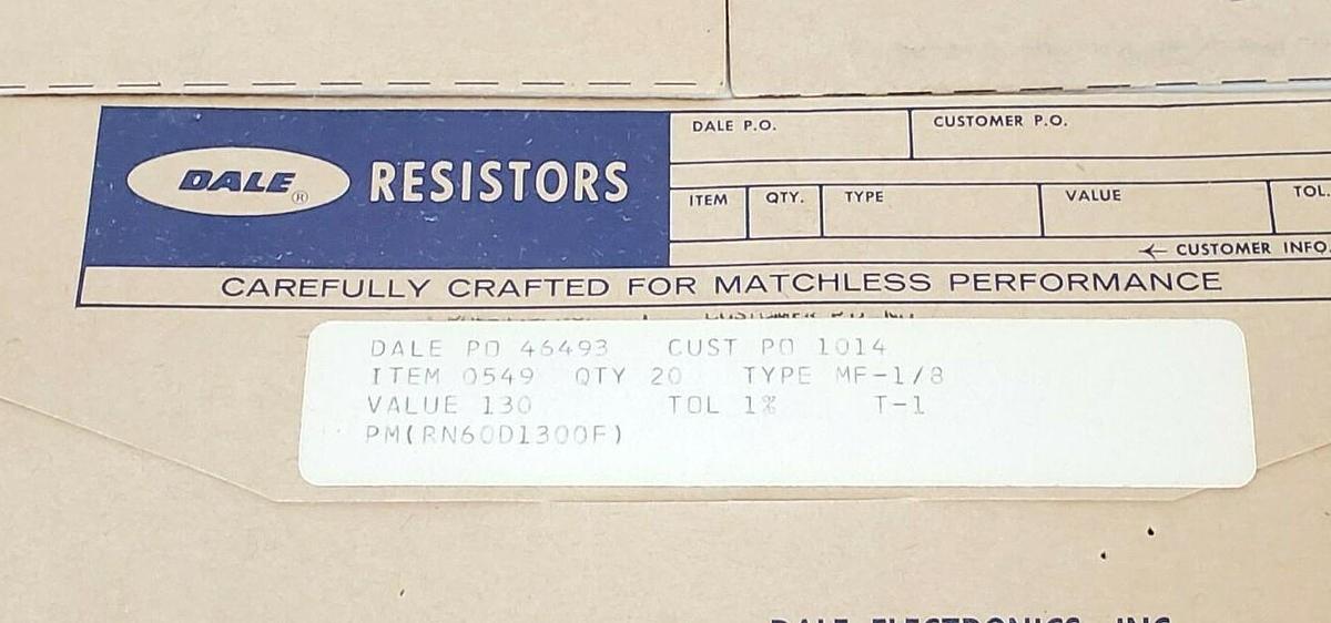 Used LOT OF 96 NEW DALE RN60D RESISTORS 1300F 7038 RN60D-1300F RN60D1300F