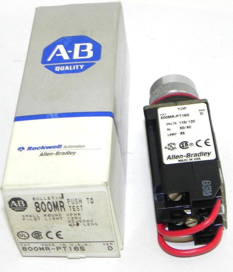 Used NIB ALLEN BRADLEY 800MR-PT16S SMALL ROUND XFMR PILOT LIGHT 120V W/OUT LENS SER D