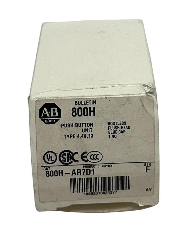 Used ALLEN BRADLEY 800H-AR7D1 /F BULLETIN 800H PUSH BUTTON FLUSH HEAD BLUE NSMP
