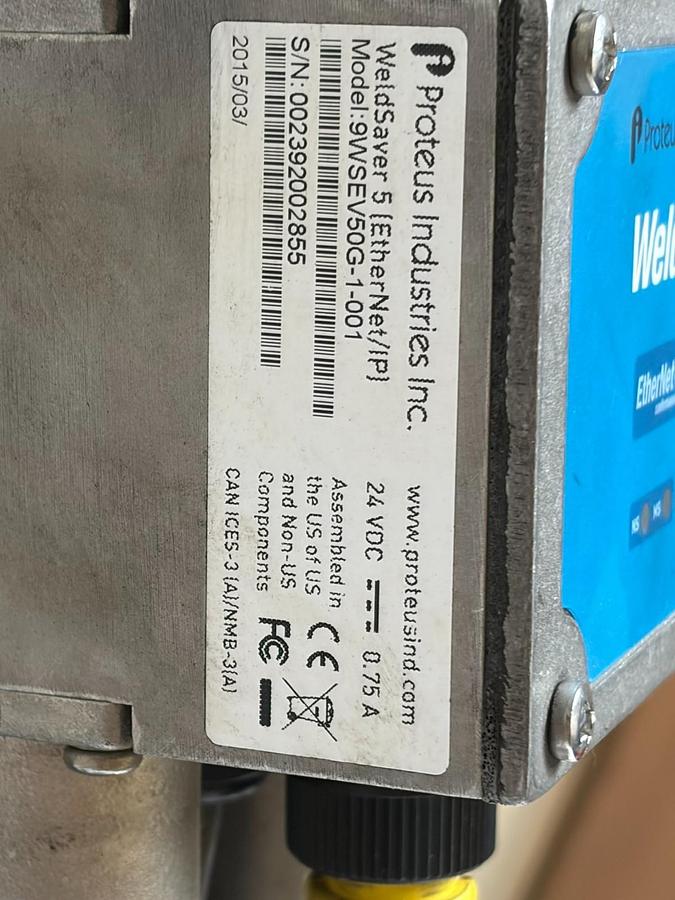 Used Proteus Industries WeldSaver 5 EtherNet/IP 9WSEV50G-1-001 Robotic Water Control