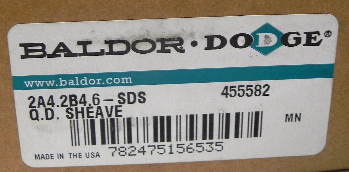 Used NIB BALDOR DODGE 455582 2A4.2B4.6-SDS Q.D. SHEAVE
