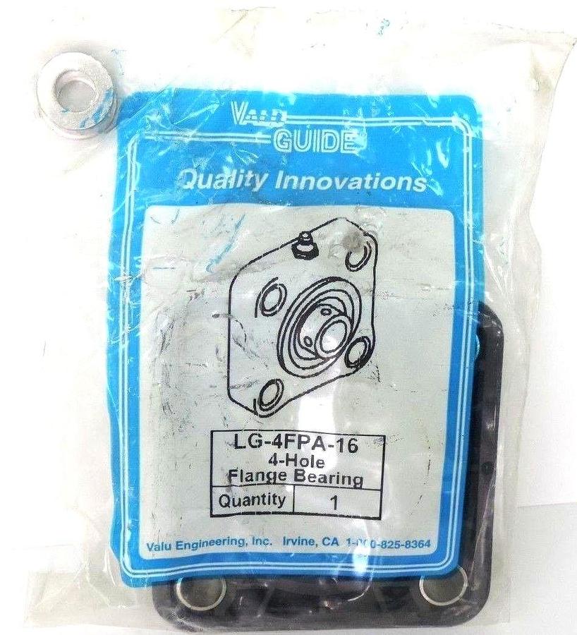 Used NEW VALUGUIDE LG-4FPA-16 FLANGE BEARING 1 INCH 4 HOLE LG4FPA16