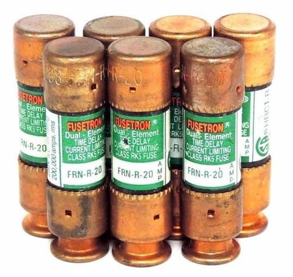 Used LOT OF 7 COOPER BUSSMANN FRN-R-20 FUSETRON FUSES FRNR20 CLASS RK5