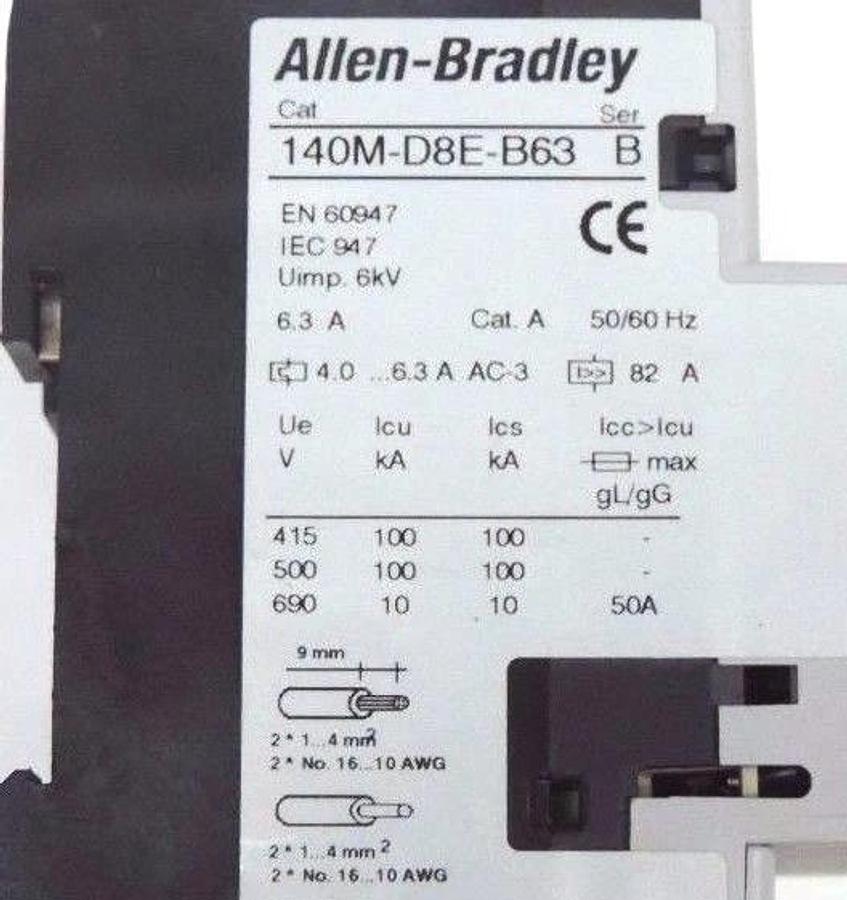 Used ALLEN BRADLEY 100-C09D*10 CONTACTOR SER A W/ 140M-D8E-B63 MOTOR PROTECTOR SER B