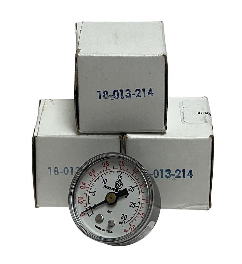 3 NORGREN 18-013-214 / 18013214 PRESSURE GAUGES 0-30PSI 1/8'' NPT THREAD NSMP