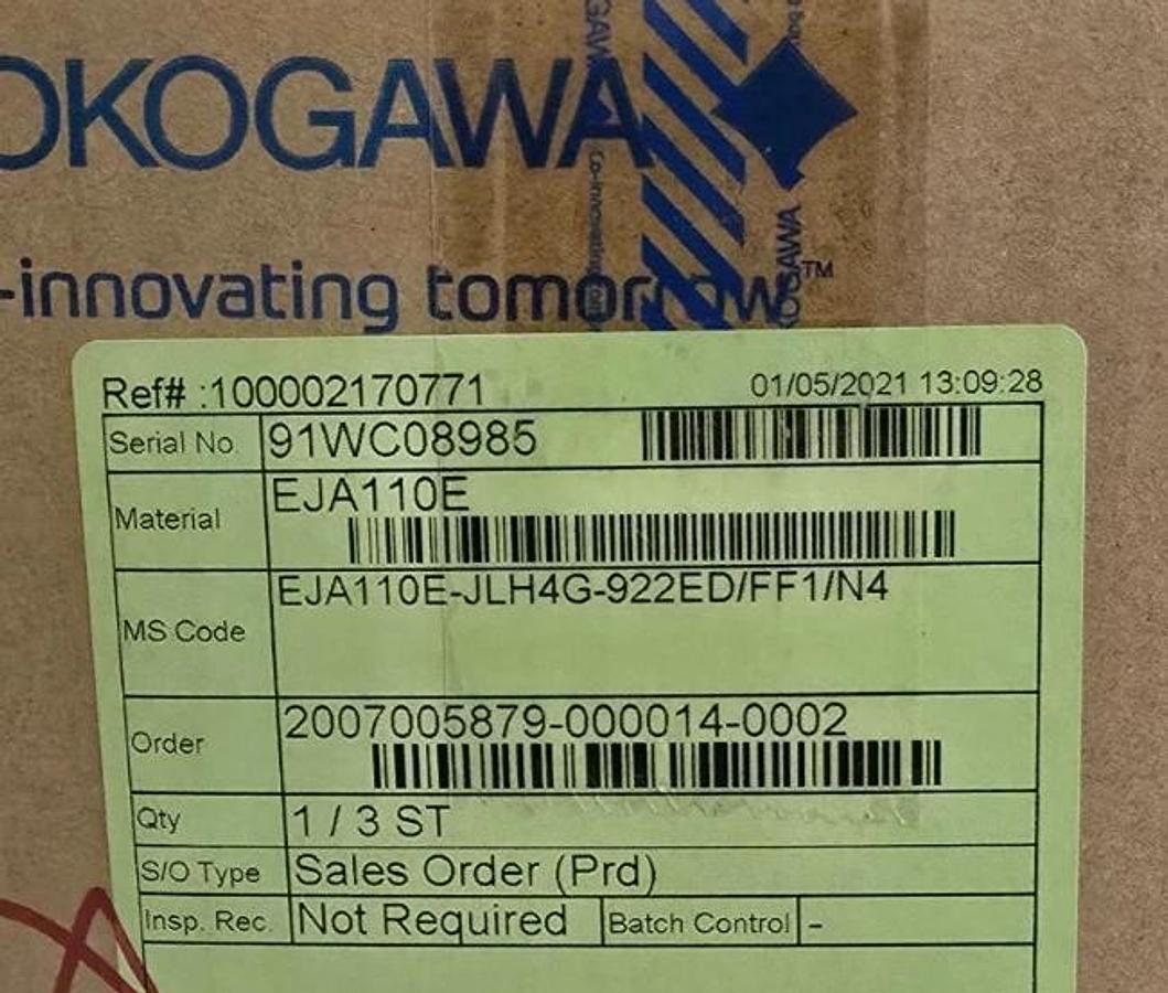 YOKOGAWA EJA110E S2 DIFFERENTIAL PRESSURE TRANSMITTER EJA110E-JLH4G-922ED/FF1/N4