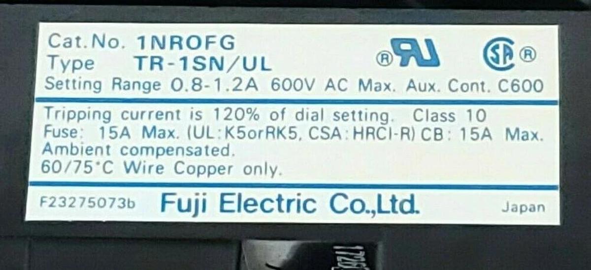 NEW FUJI ELECTRIC 1RC0F0A CONTACTOR 1RC0F0ASRCA3631-5-1 W/ 1NR0FG, TR-1SN/UL