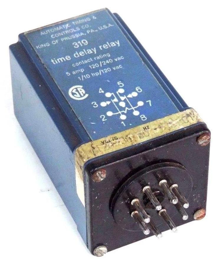 Used AUTOMATIC TIMING & CONTROLS 319 TIME DELAY RELAY 5 AMP 120/240VAC