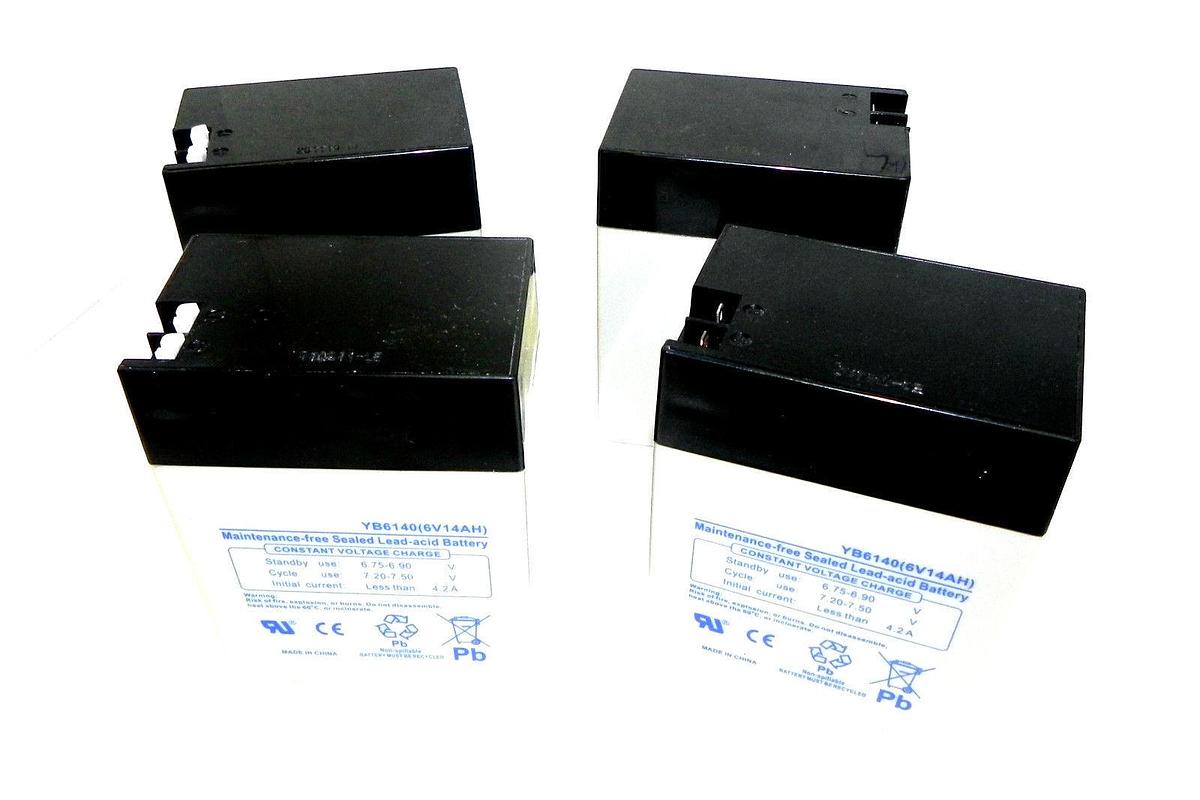 Used LOT OF 4 SEALED LEAD-ACID BATTERIES YB6140(6V14AH)