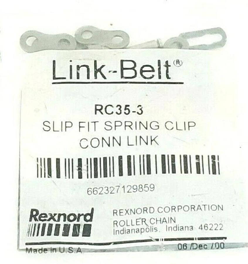 Used NEW REXNORD LINK-BELT RC35-3 SLIP FIT SPRING CLIP CONN LINK 662327129859