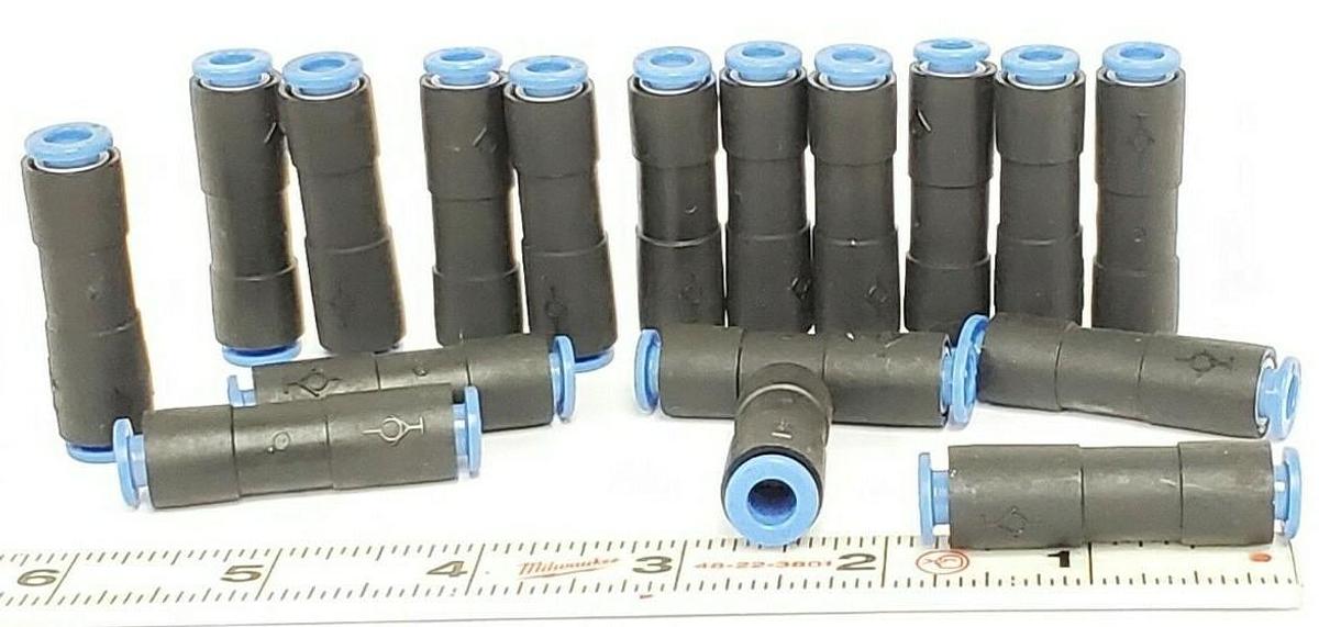 Used LOT OF 17 NEW SMC SPORE 6 STRAIGHT UNION FITTINGS, 6MM-6MM