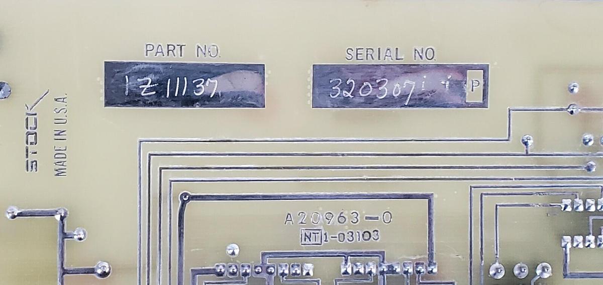 Used STOCK EQUIPMENT 1Z11137 PC BOARD Z10669, A20963-0