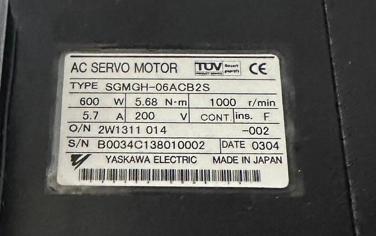 Used NEW YASKAWA SGMGH-06ACB2S / SGMGH06ACB2S AC SERVO MOTOR 5.68Nm 5.7A UTSIH-B17CC