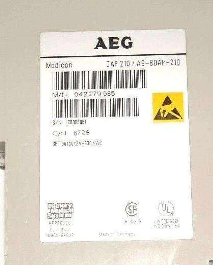Used LOT OF 2 GOULD MODICON AS-BDAP-210 ISOLATED OUTPUT MODULES, 8 POINT, 230 VAC