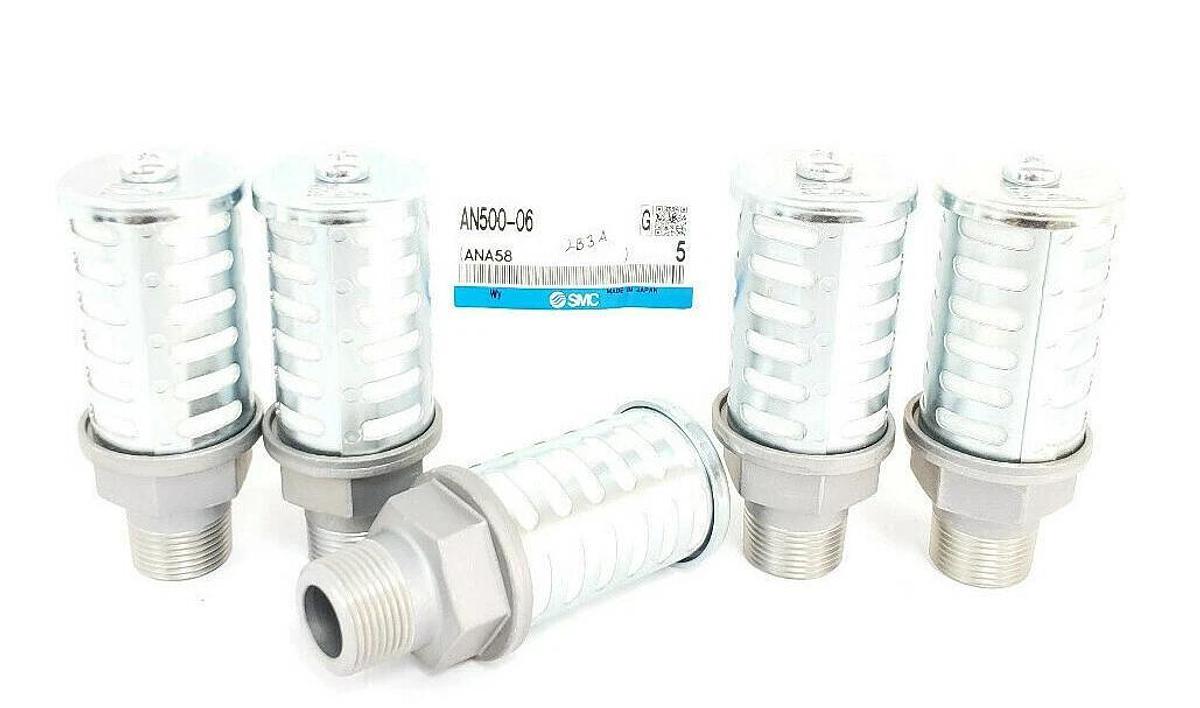 Used LOT OF 5 NEW SMC AN500-06 AN SILENCERS AN 3/4INCH STANDARD (PT)