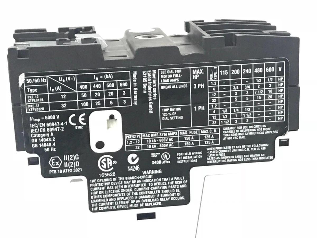 Used EATON PKE12-XTP012B CIRCUIT BREAKER W/ PKE-XTU-4 TRIP UNIT