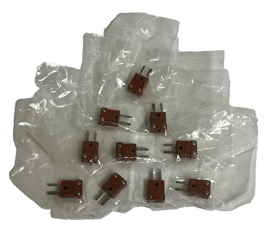 Lot of 10 Marlin Type K Thermocouple Connectors | Flat Pin Male | Red 800°F Max
