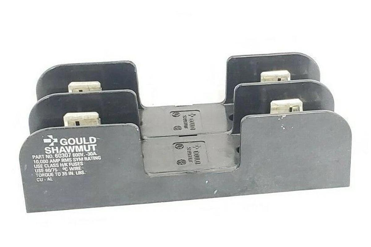 Used GOULD SHAWMUT 60307 FUSE BLOCK 600V 30AMP 2POLE