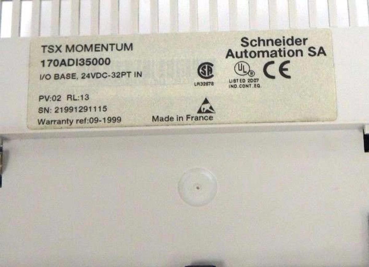 Used MODICON TSX MOMENTUM 170ADI35000 I/O BASE 24VDC-32OT IN, PV: 02, RL: 13
