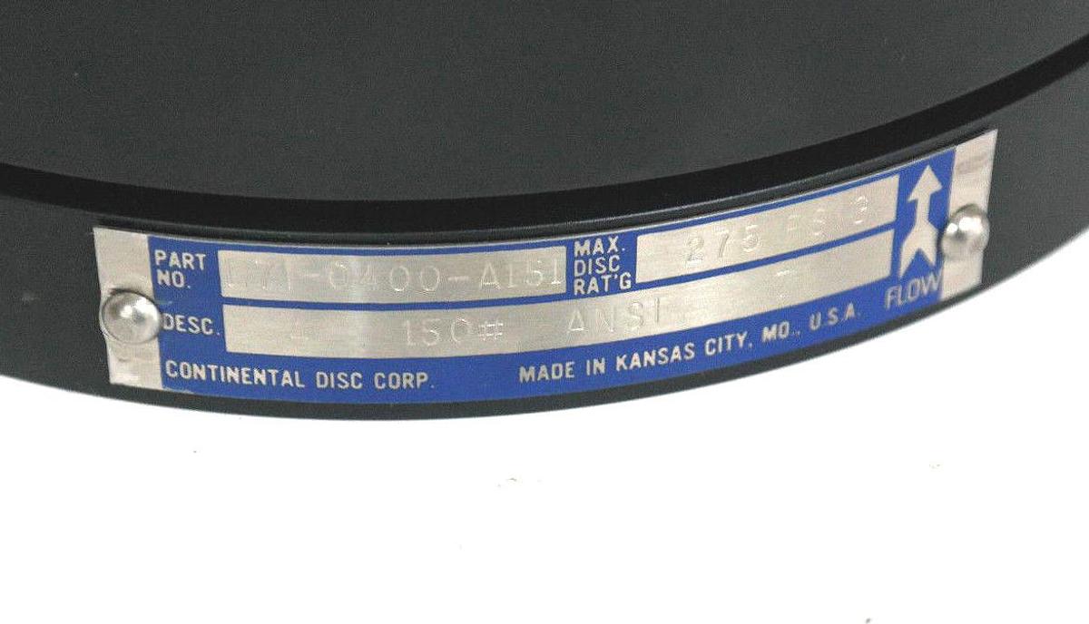 Used NEW CONTINENTAL DISC L71-0400-A151 RUPTURE DISC ASSEMBLY 4 150# ANSI 71 275PSIG