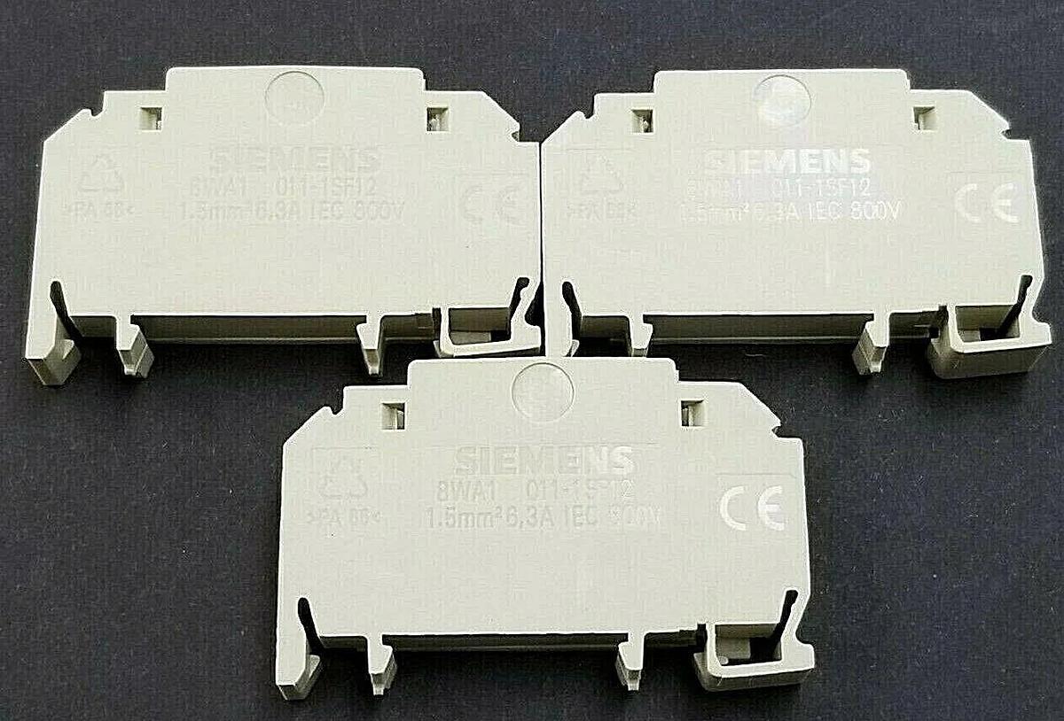 Used LOT OF 3 SIEMENS 8WA1-011-1SF12 TERMINAL BLOCKS 1.5mm2 6,3A IEC 800V 18-14AWG