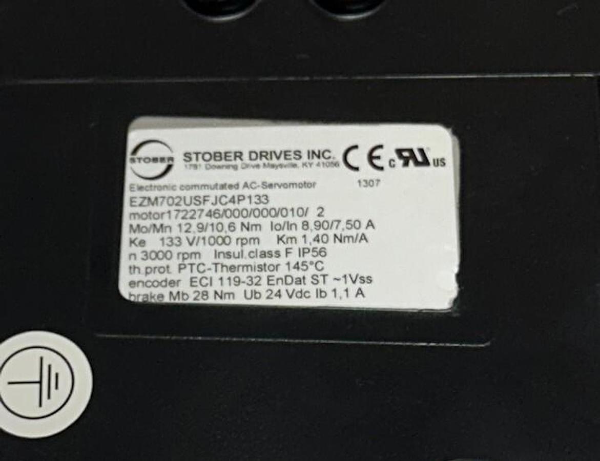 Used STOBER DRIVES EZM702USFJC4P133 / 1722746/000/000/010/2 AC SERVO MOTOR 133V USNP