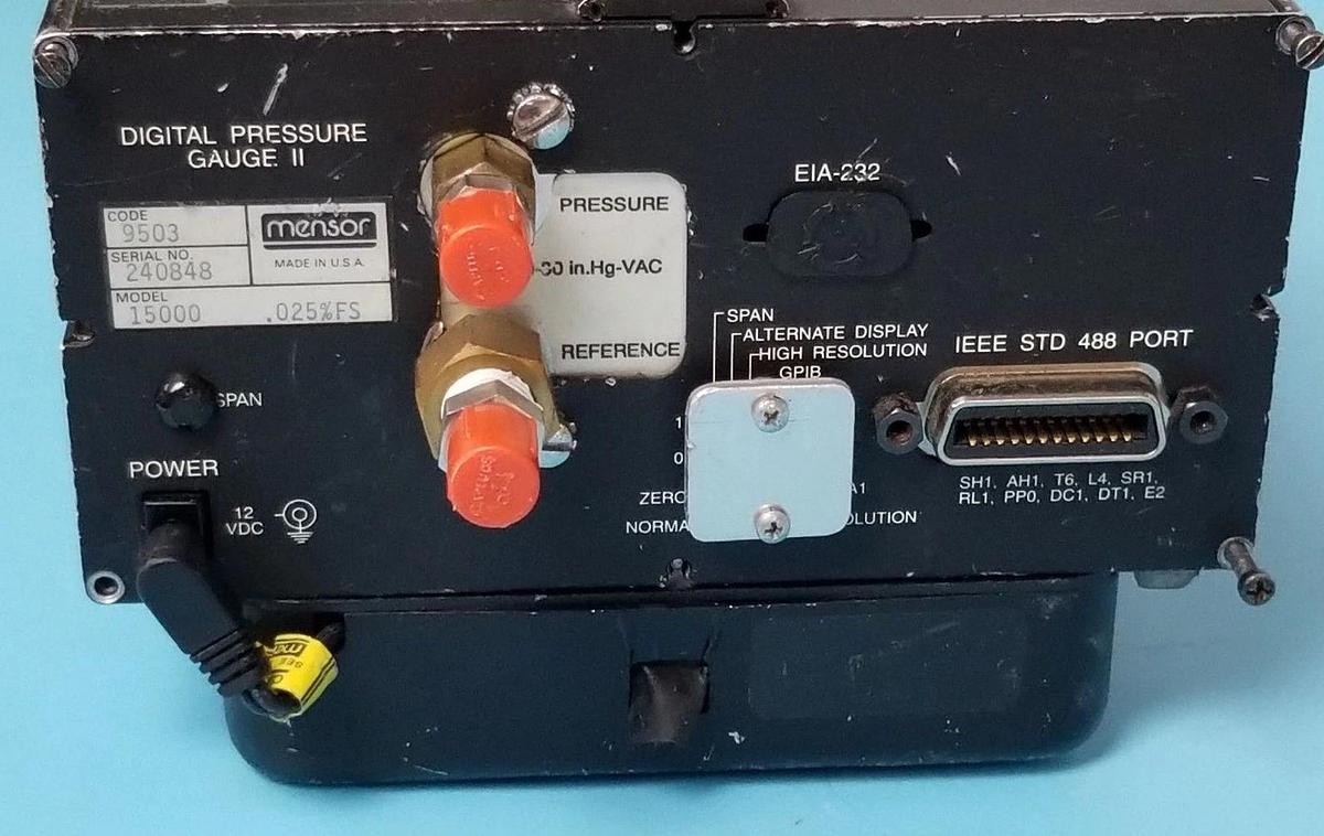 Used MENSOR MODEL: 15000 DIGITAL PRESSURE GAUGE II .025% FS CODE: 9503 W/ BATTERY