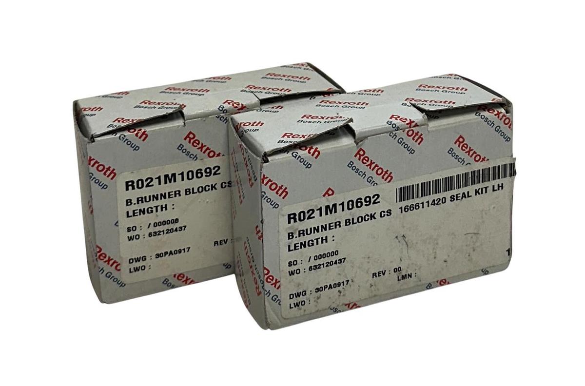 Used 2 REXROTH R021M10692 / R166611420 BALL RUNNER BLOCKS CARBON STEEL NSMP