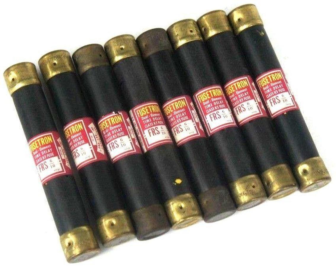 Used LOT OF 8 FUSETRON FRS-6/10 DUAL ELEMENT TIME DELAY CLASS K5 FUSES FRS610