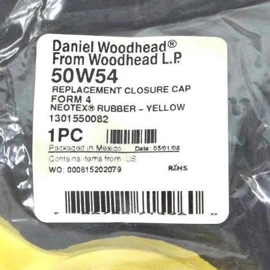 BOX OF 10 NEW DANIEL WOODHEAD 50W54 REPLACEMENT CLOSURE CAPS FORM 4, YELLOW