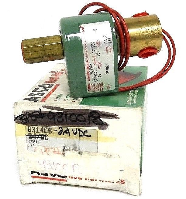 NIB ASCO 8314C6 SOLENOID VALVE 24/DC, 1/4 PIPE, 11.2 WATTS