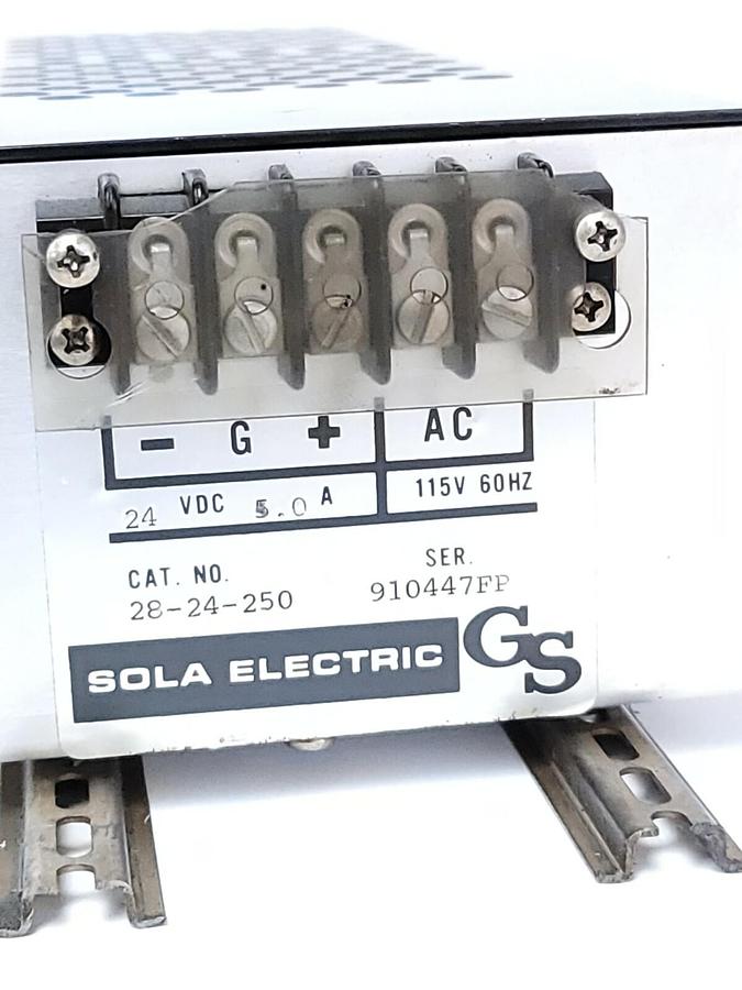 Used SOLA ELECTRIC 28-24-250 POWER SUPPLY 24VDC 5A 2824250