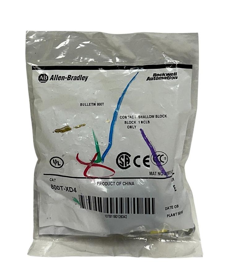 Used ALLEN BRADLEY 800T-XD4 /E BULLETIN 800T SHALLOW CONTACT BLOCK 600VAC NSFS