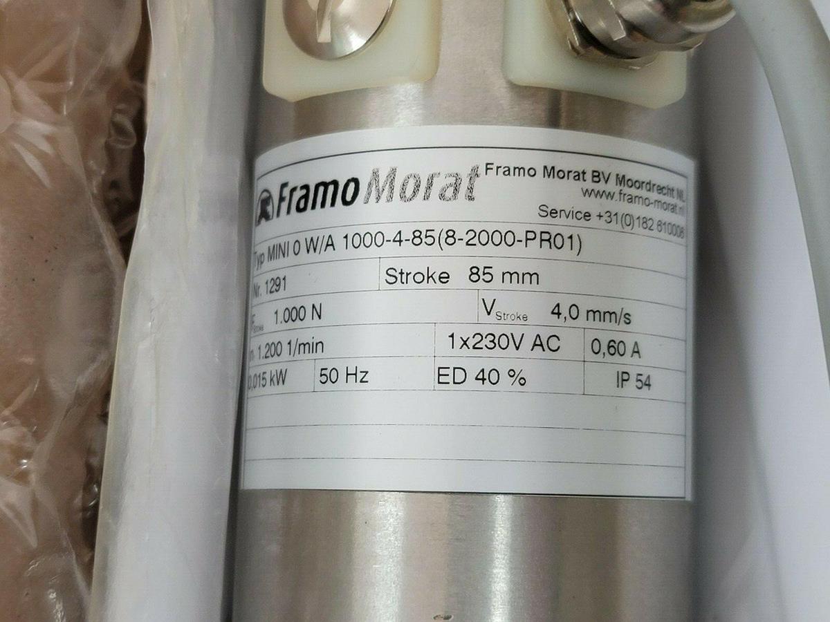 Used NEW FRAMO MORAT MINI-0-W/A-1000-4-85(8-2000-PRO1) LINEAR ACTUATOR MINI0WA1000485