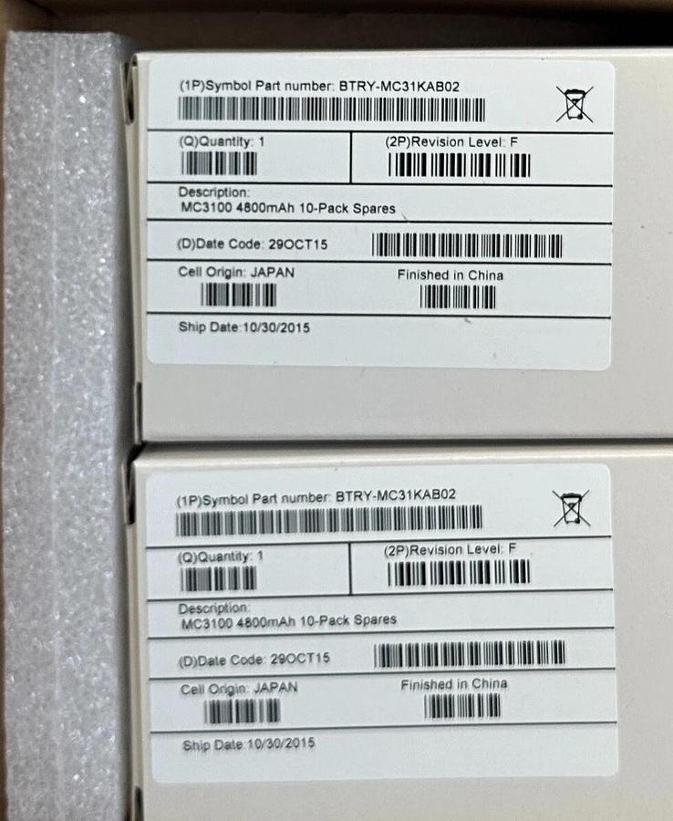10 SYMBOL BTRY-MC31KAB02-10 / BTRY-MC31KAB02 MC3100 4800mAh BATTERIES NSMP
