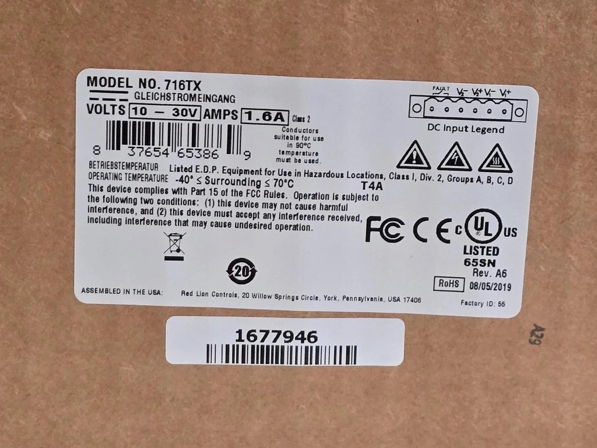 Red Lion N-Tron 716TX Managed Industrial Ethernet Switch 16-Port 10/100BaseTX