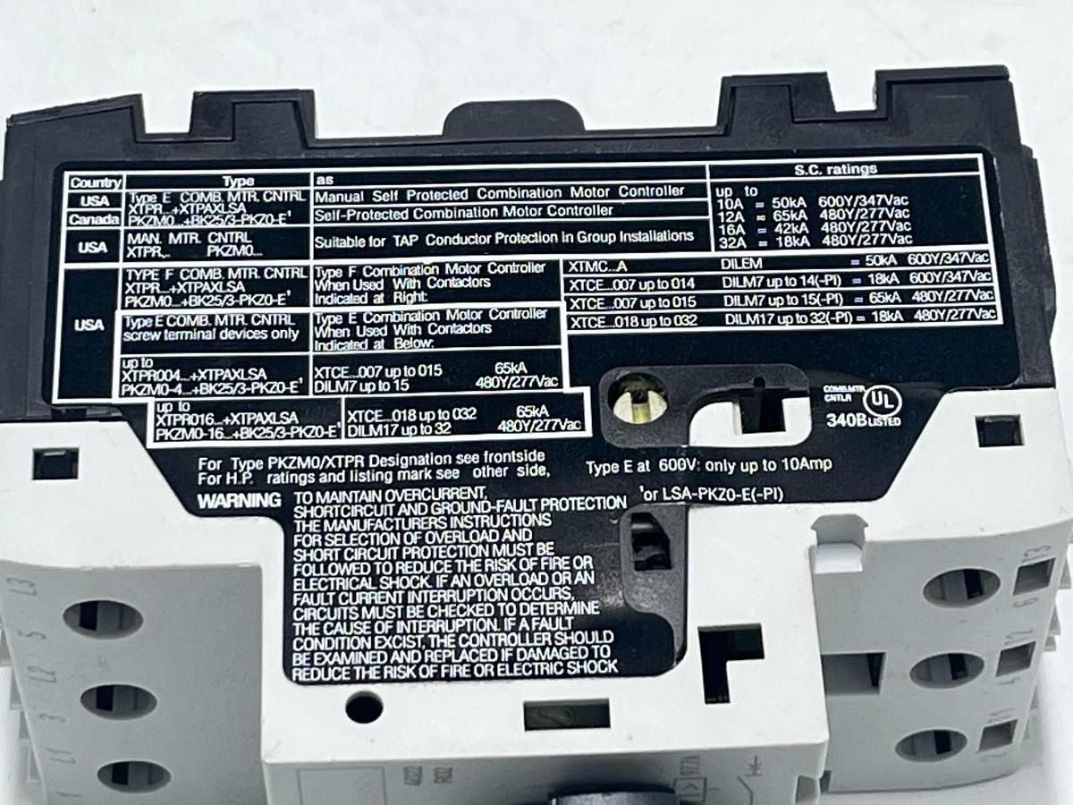 Used LOT OF 2 EATON XTPR6P3BC1-GR1 Manual Motor Protector, Starter / Overload Relay
