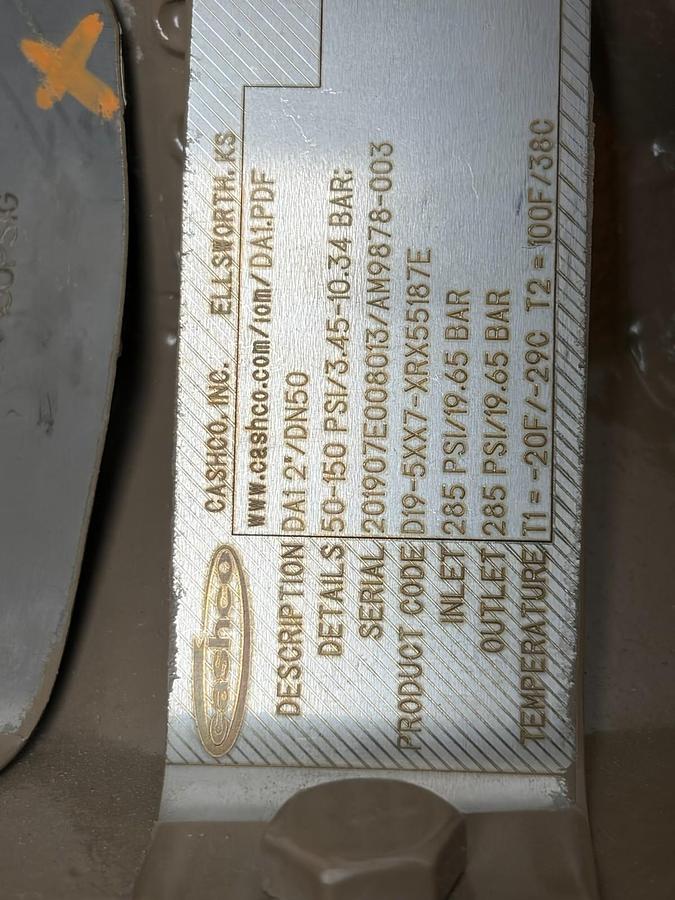 Used Cashco DA1 2" DN50 Pressure Regulator D19-5XX7-XRX55187E New Surplus