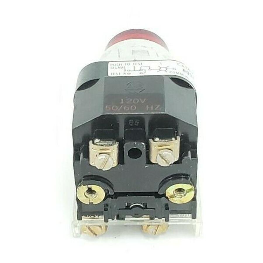 Used ALLEN BRADLEY 800T-PT26 PUSH BUTTON RED LENS SER. N W/ 800T-XA SER. C CONTACT