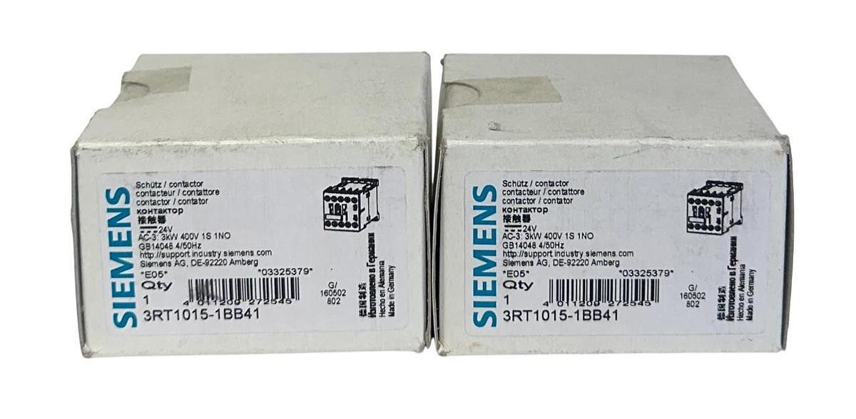 Used 2 SIEMENS 3RT1015-1BB41 / 3RT10151BB41 SIRIUS POWER CONTACTORS 24VDC 3POLE NSMP