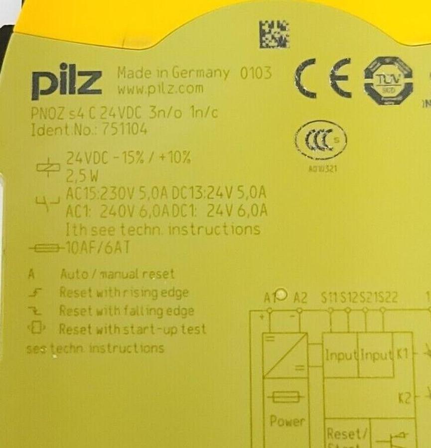 Used PILZ PNOZ S4 C 24VDC 3n/o 1n/c STANDALONE SAFETY RELAY 751104 PNOZS4C
