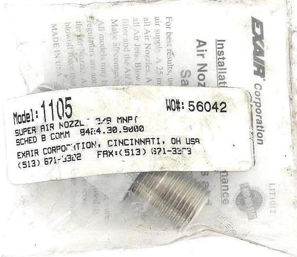 Used NIB EXAIR CORPORATION 1105 SUPER AIR NOZZLE 3/8 MNPT