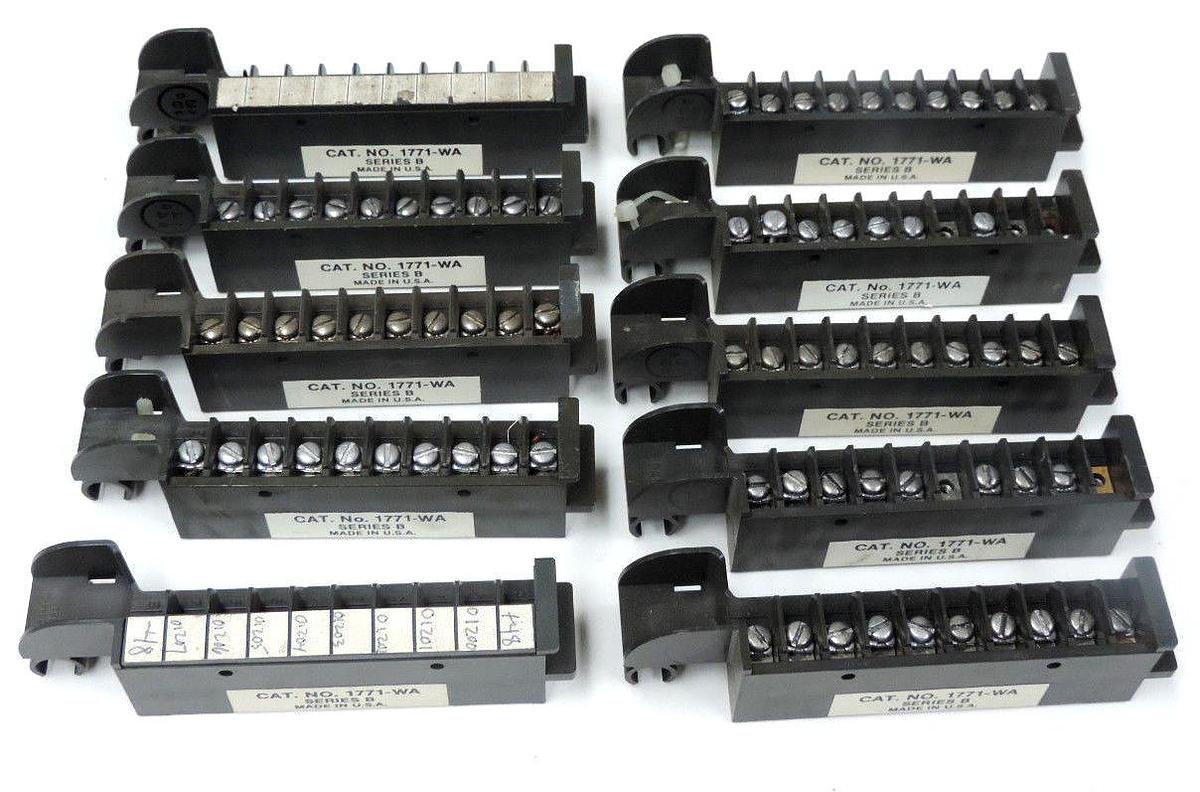 Used LOT OF 10 ALLEN BRADLEY 1771-WA FIELD WIRING ARMS, 1771WA SER. B