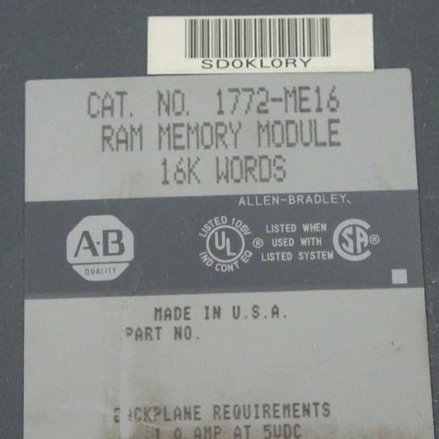 Used ALLEN BRADLEY 1772-ME16 RAM MEMORY MODULE 16K WORDS 960232 REV 1
