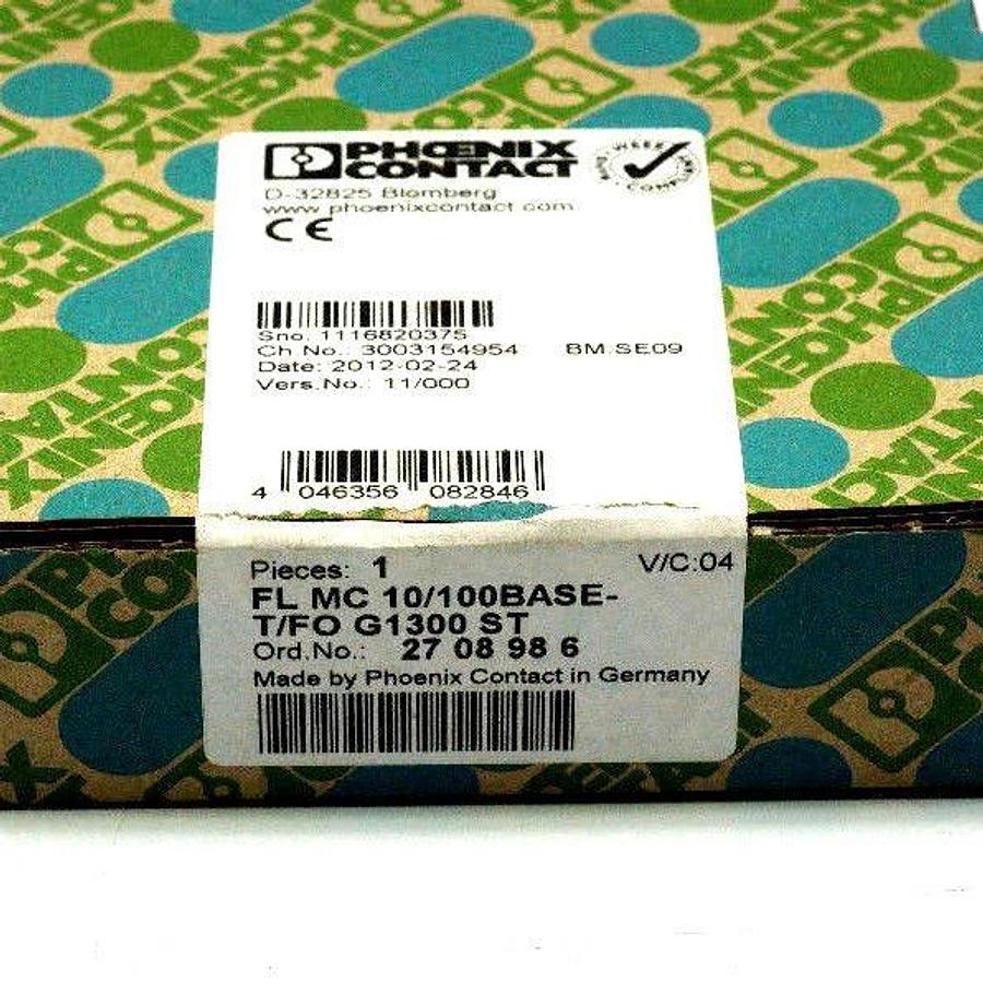 Used NIB PHOENIX CONTACT FL MC 10/100BASE-T/FO G1300 ST - 2708986 FO CONVERTER V/C 04